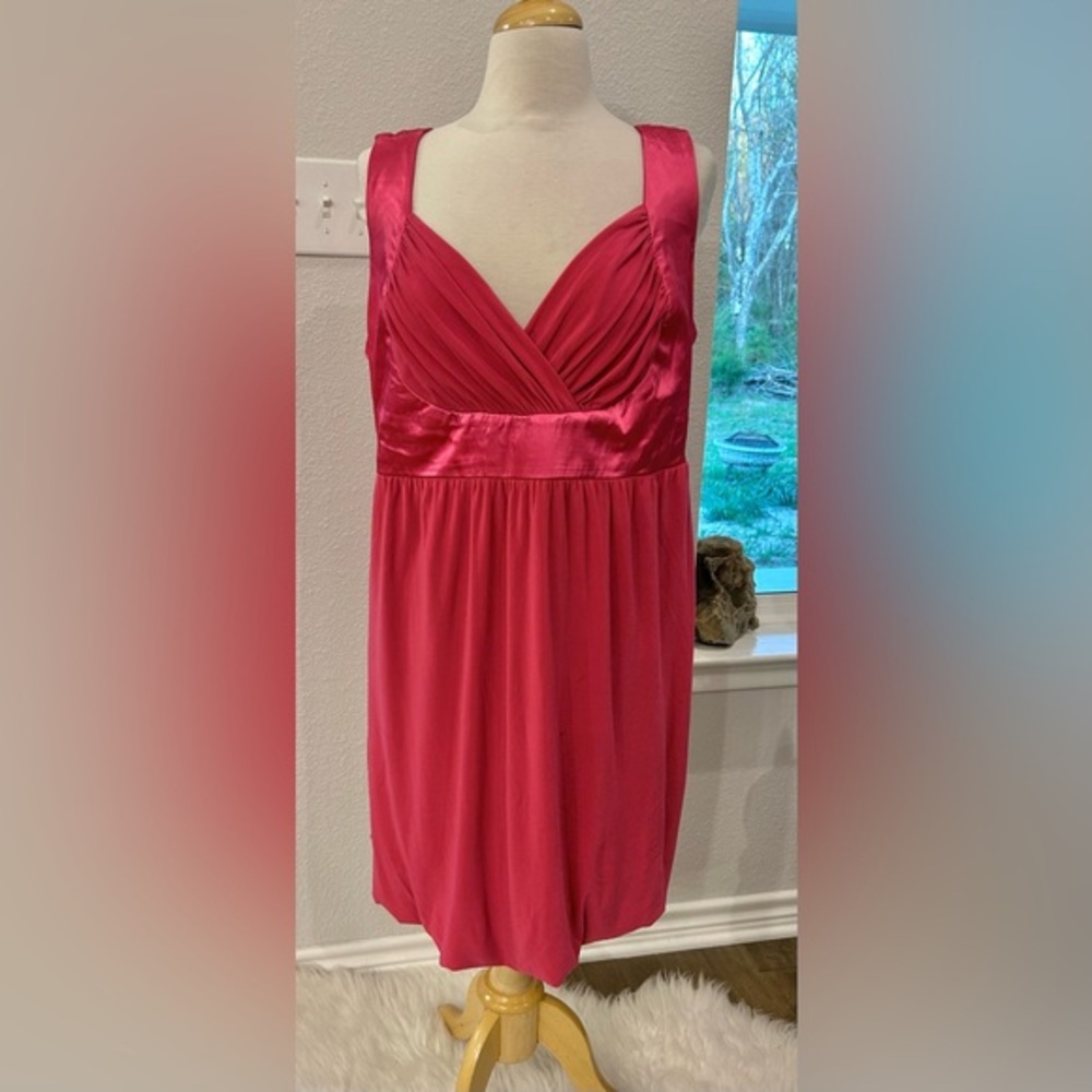 Torrid vintage dark Pink Satin-Trim Empire Waist balloon skirt Y2K Dress 2X